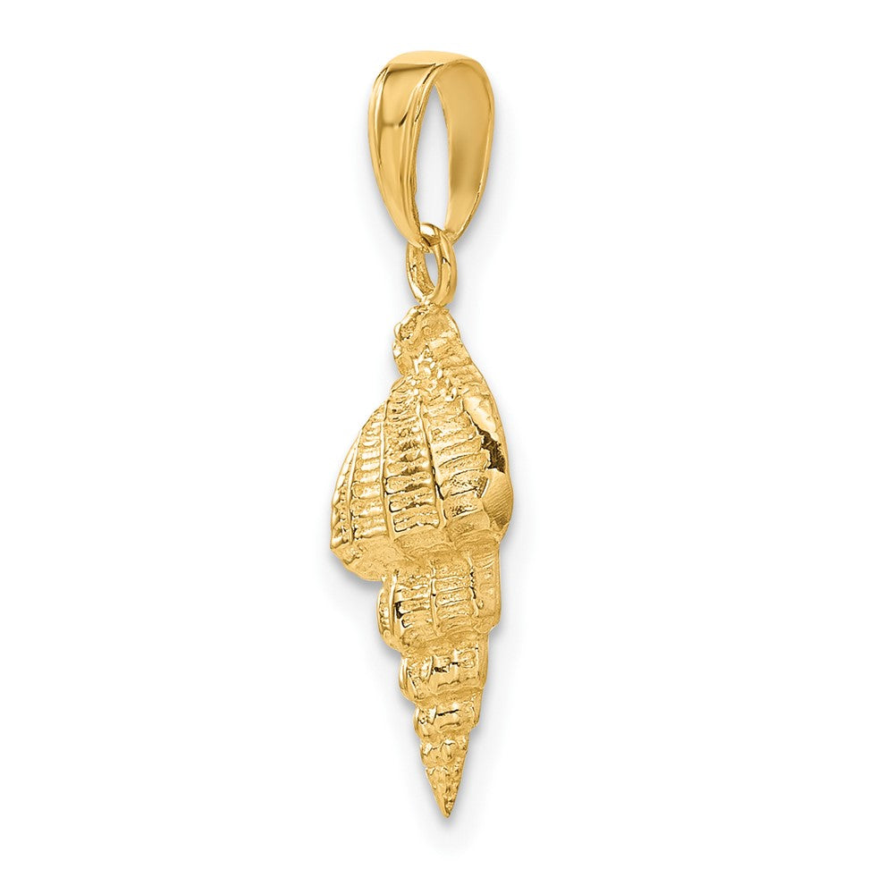 Alternate view of the 14k Yellow Gold 2D Textured Conch Shell Pendant by The Black Bow Jewelry Co.