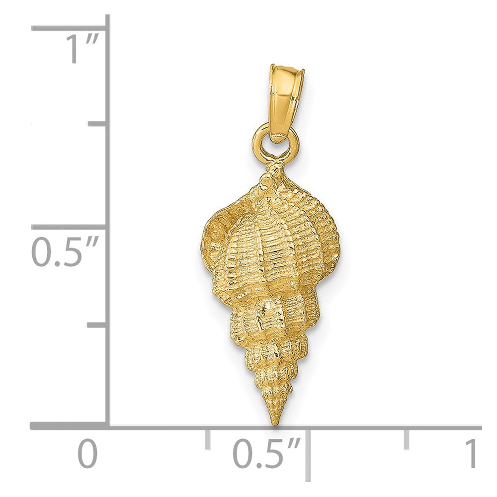 Alternate view of the 14k Yellow Gold 2D Textured Conch Shell Pendant by The Black Bow Jewelry Co.