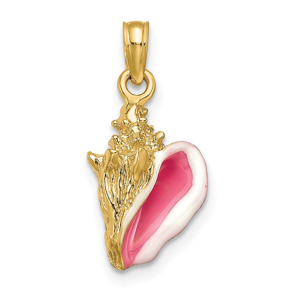 14k Yellow Gold 3D Enameled Conch Shell Pendant, Item P9674 by The Black Bow Jewelry Co.