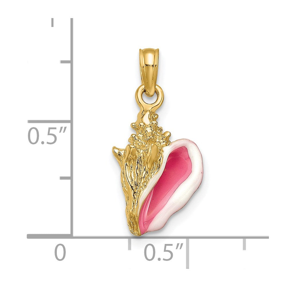 Alternate view of the 14k Yellow Gold 3D Enameled Conch Shell Pendant by The Black Bow Jewelry Co.