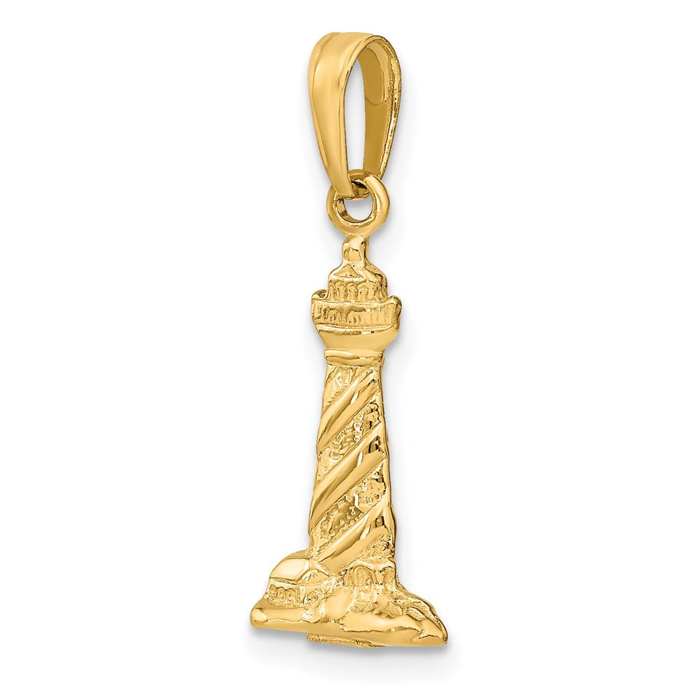 Alternate view of the 14k Yellow Gold 3D Cape Hatteras Lighthouse Pendant by The Black Bow Jewelry Co.