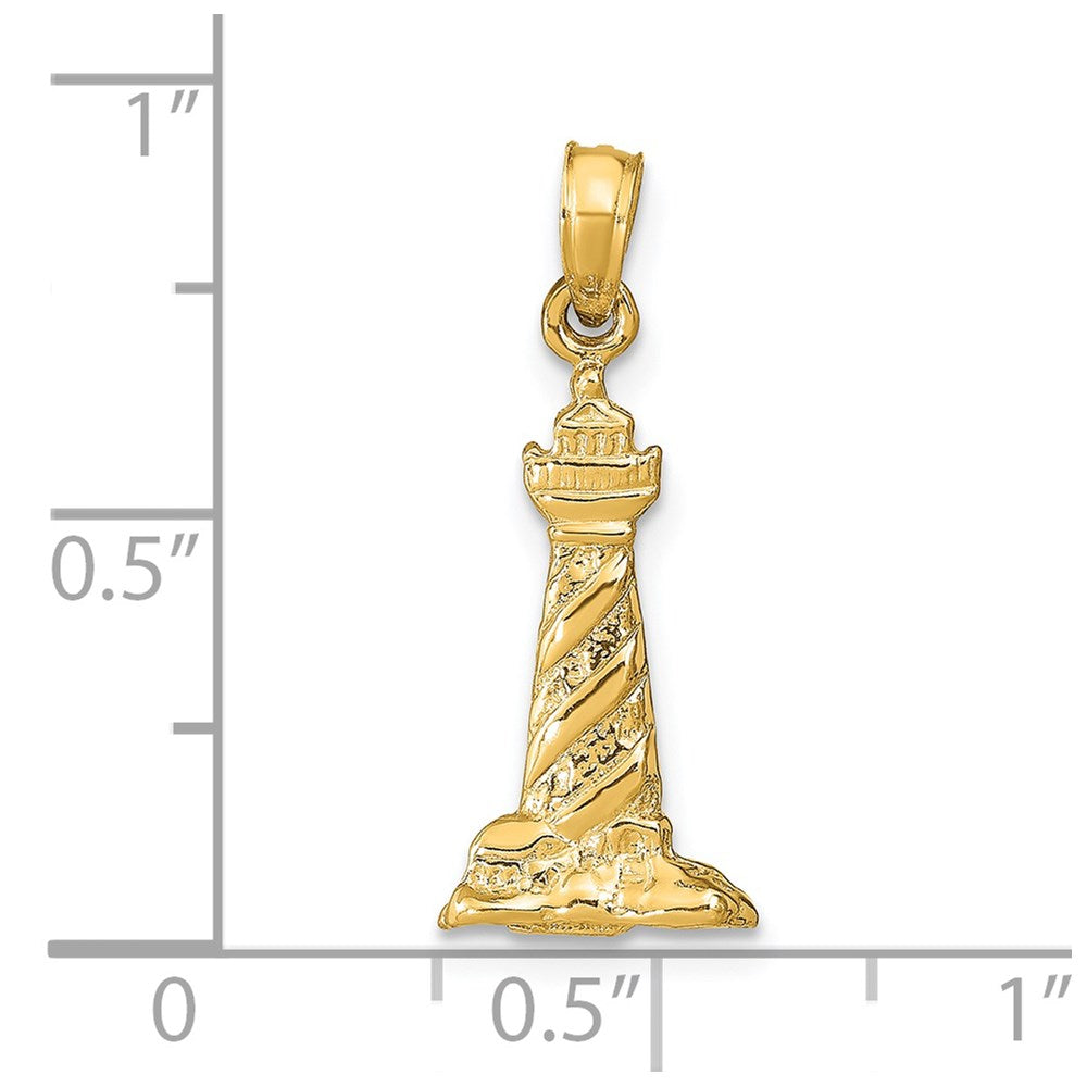 Alternate view of the 14k Yellow Gold 3D Cape Hatteras Lighthouse Pendant by The Black Bow Jewelry Co.