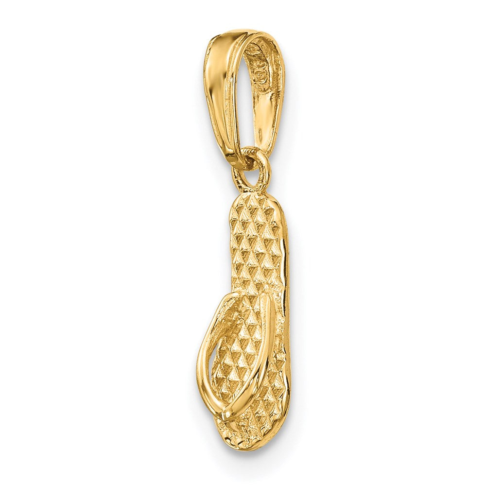 Alternate view of the 14k Yellow Gold 3D Hawaii Flip Flop Sandal Pendant by The Black Bow Jewelry Co.