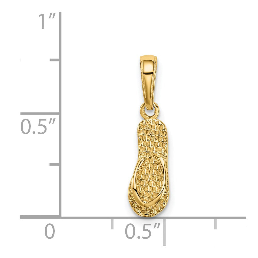 Alternate view of the 14k Yellow Gold 3D Hawaii Flip Flop Sandal Pendant by The Black Bow Jewelry Co.