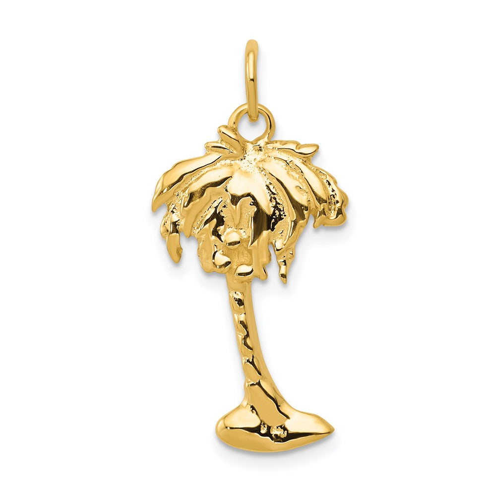 14k Yellow Gold Coconut Palm Tree Charm, Item P9747 by The Black Bow Jewelry Co.