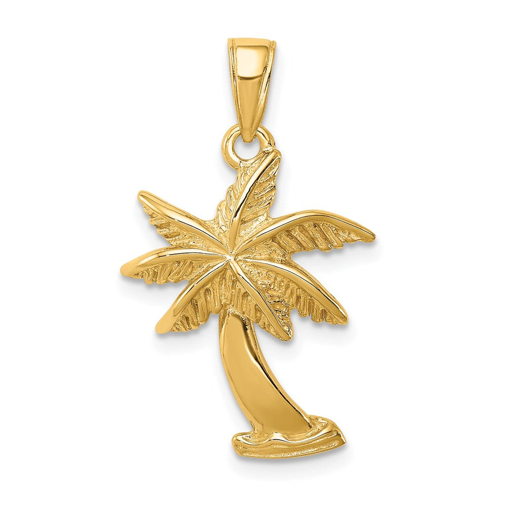 14k Yellow Gold Palm Tree Pendant, Item P9750 by The Black Bow Jewelry Co.