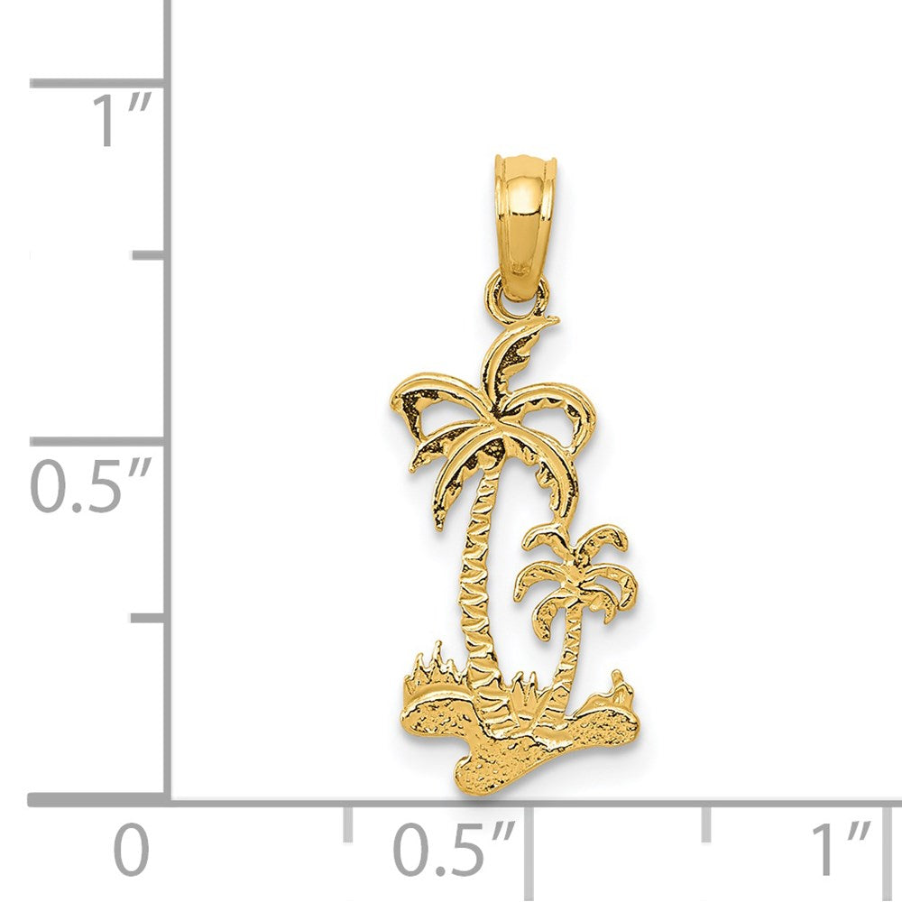 Alternate view of the 14k Yellow Gold Double Palm Trees Pendant by The Black Bow Jewelry Co.