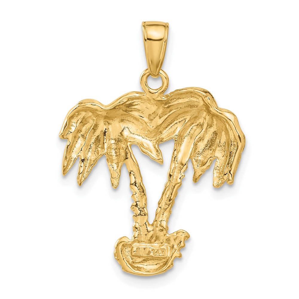 Alternate view of the 14k Yellow Gold Large Double Palm Trees Pendant by The Black Bow Jewelry Co.