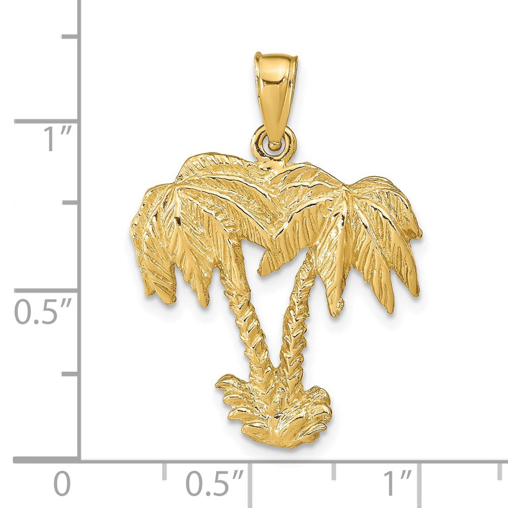 Alternate view of the 14k Yellow Gold Large Double Palm Trees Pendant by The Black Bow Jewelry Co.