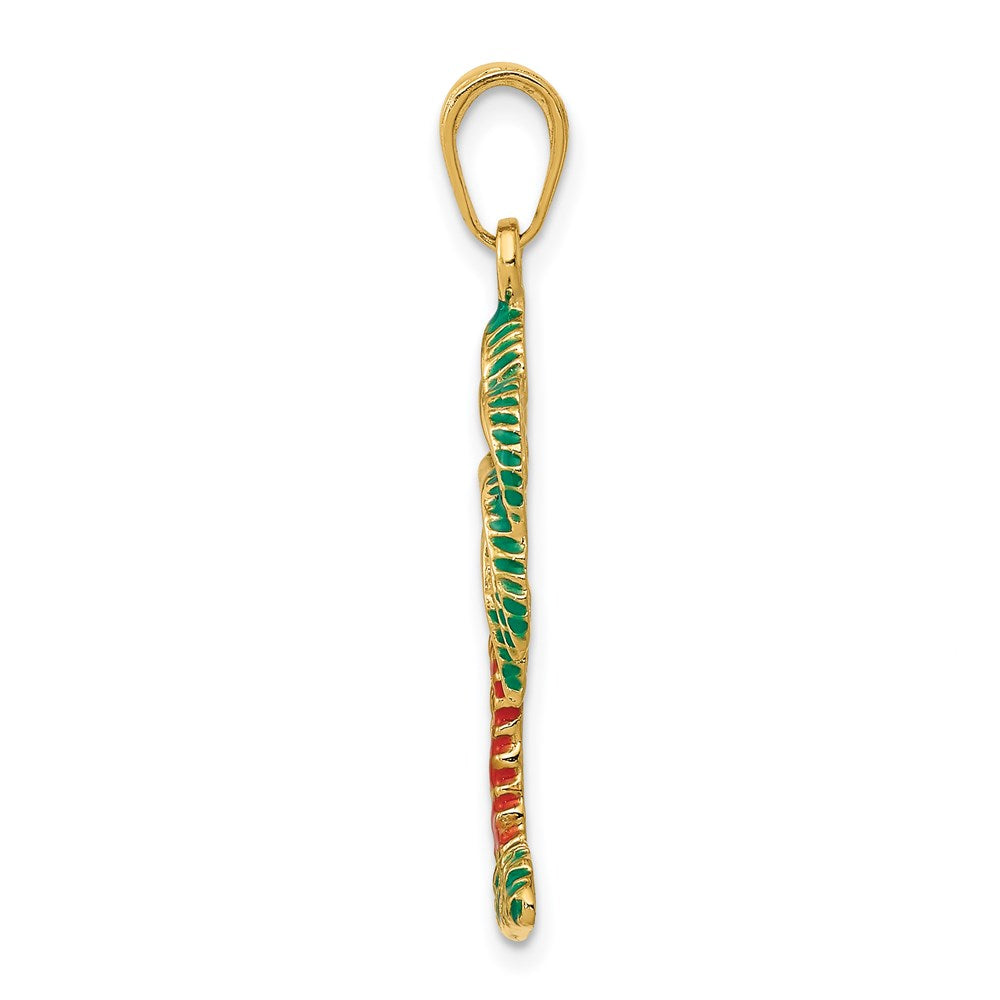 Alternate view of the 14k Yellow Gold Enameled Palm Tree Pendant by The Black Bow Jewelry Co.