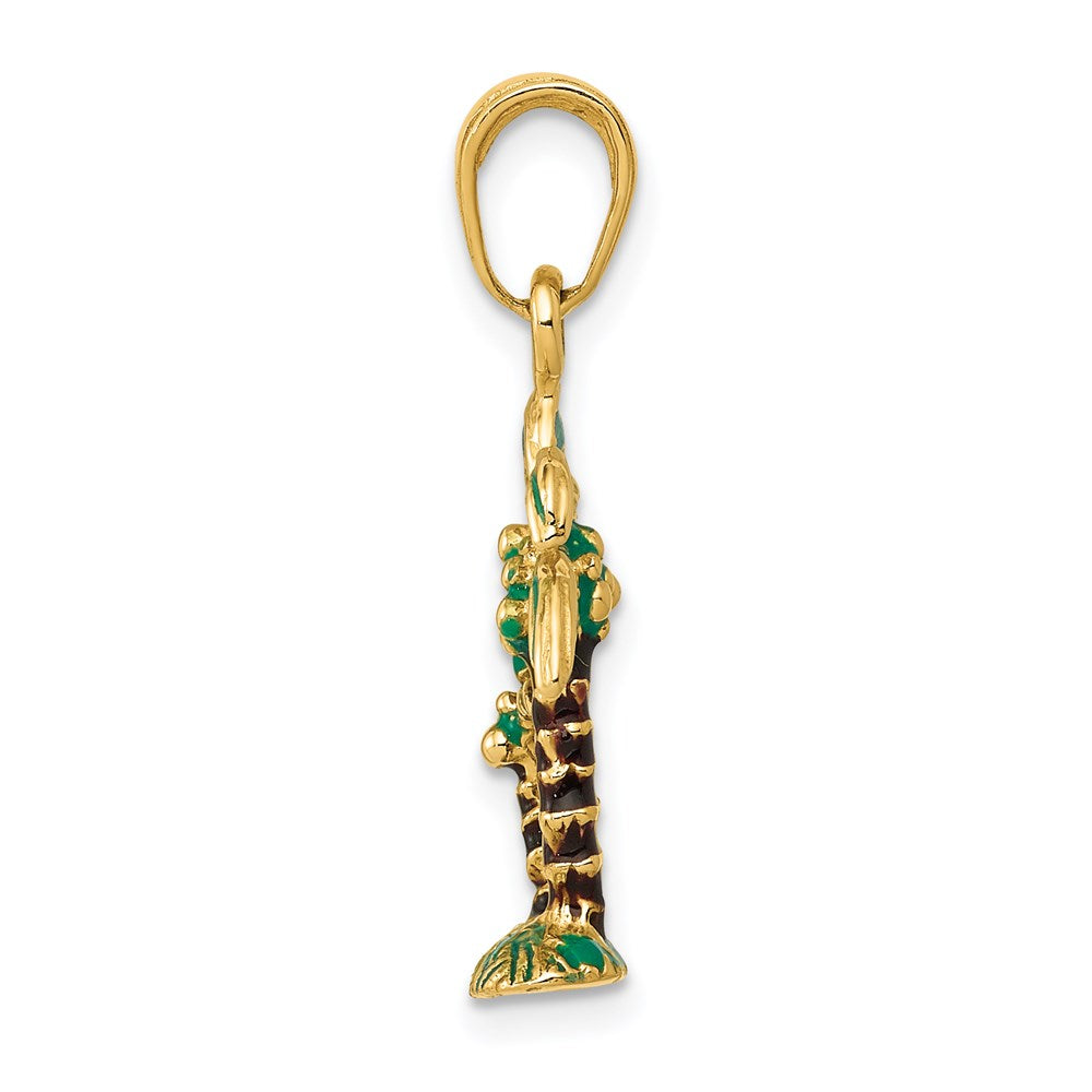 Alternate view of the 14k Yellow Gold 3D Enameled Palm Trees Pendant by The Black Bow Jewelry Co.