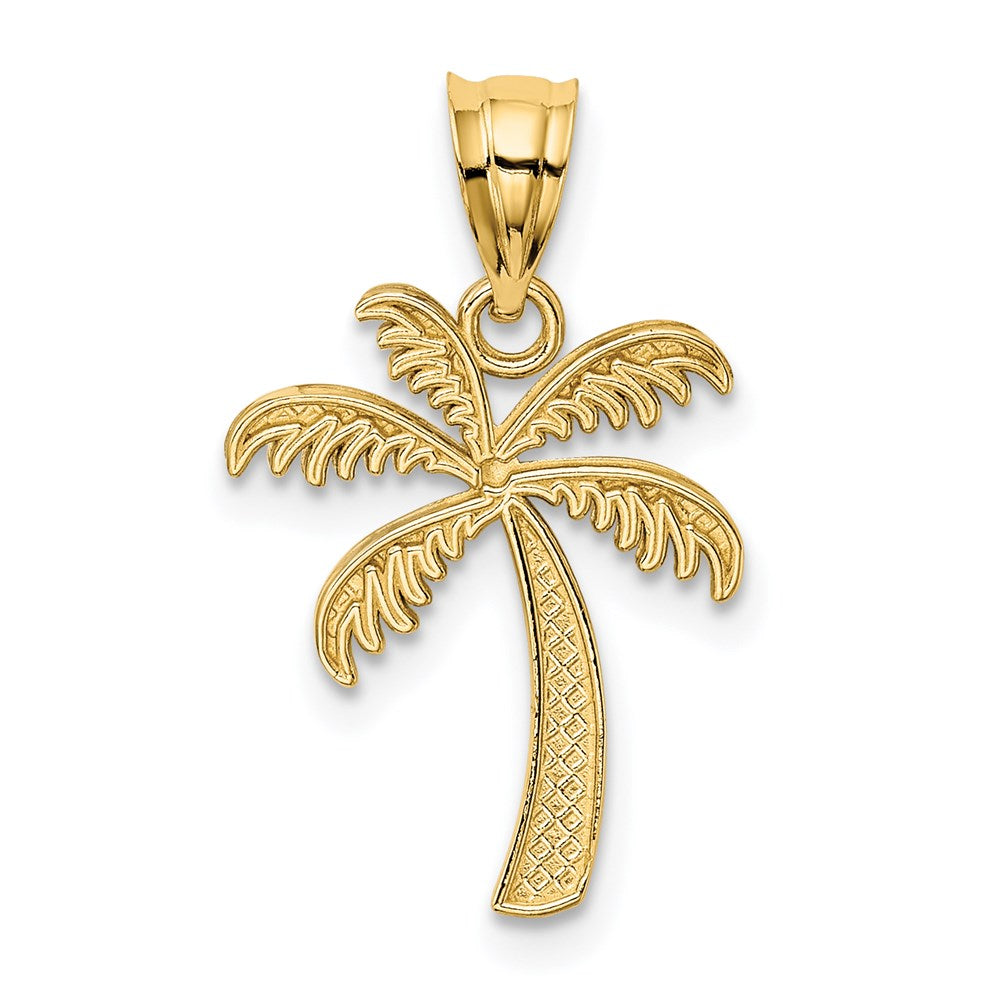 Alternate view of the 14k Yellow Gold and White Rhodium Palm Tree Pendant by The Black Bow Jewelry Co.