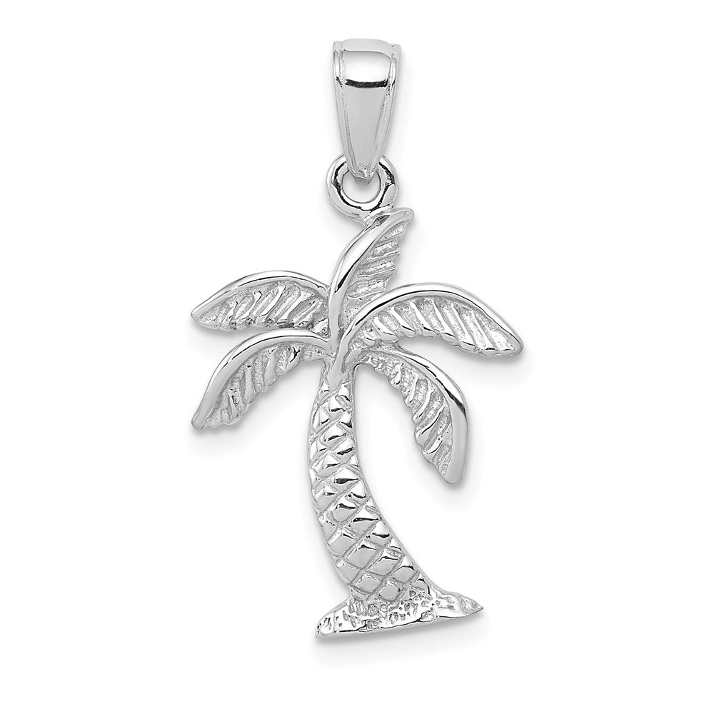 14k White Gold Solid Palm Tree Pendant, Item P9771 by The Black Bow Jewelry Co.