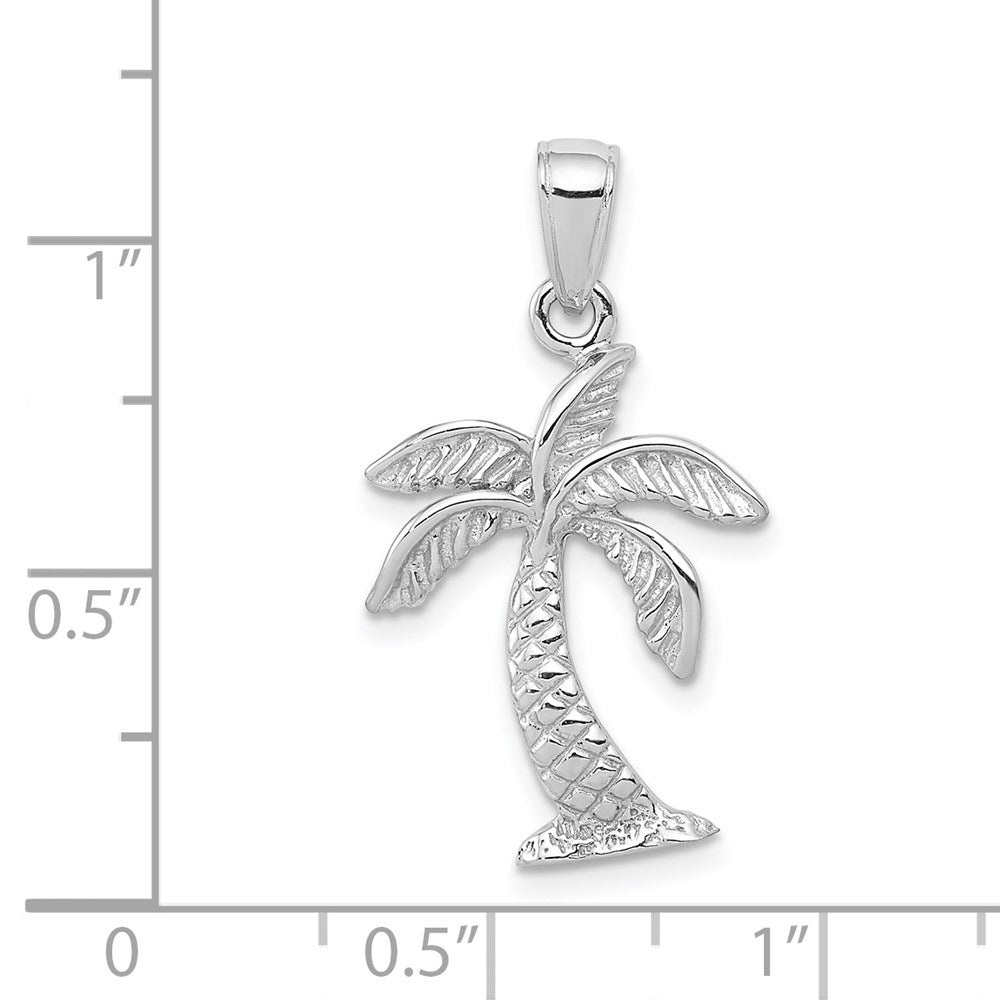 Alternate view of the 14k White Gold Solid Palm Tree Pendant by The Black Bow Jewelry Co.