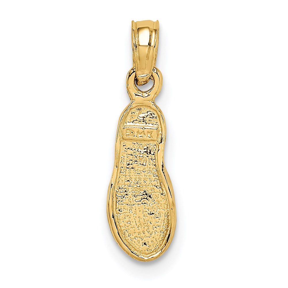 Alternate view of the 14k Yellow Gold and White Rhodium Mini 3D Flip Flop Pendant by The Black Bow Jewelry Co.