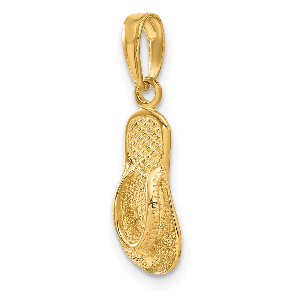 Alternate view of the 14k Yellow Gold Textured Flip Flop Pendant by The Black Bow Jewelry Co.