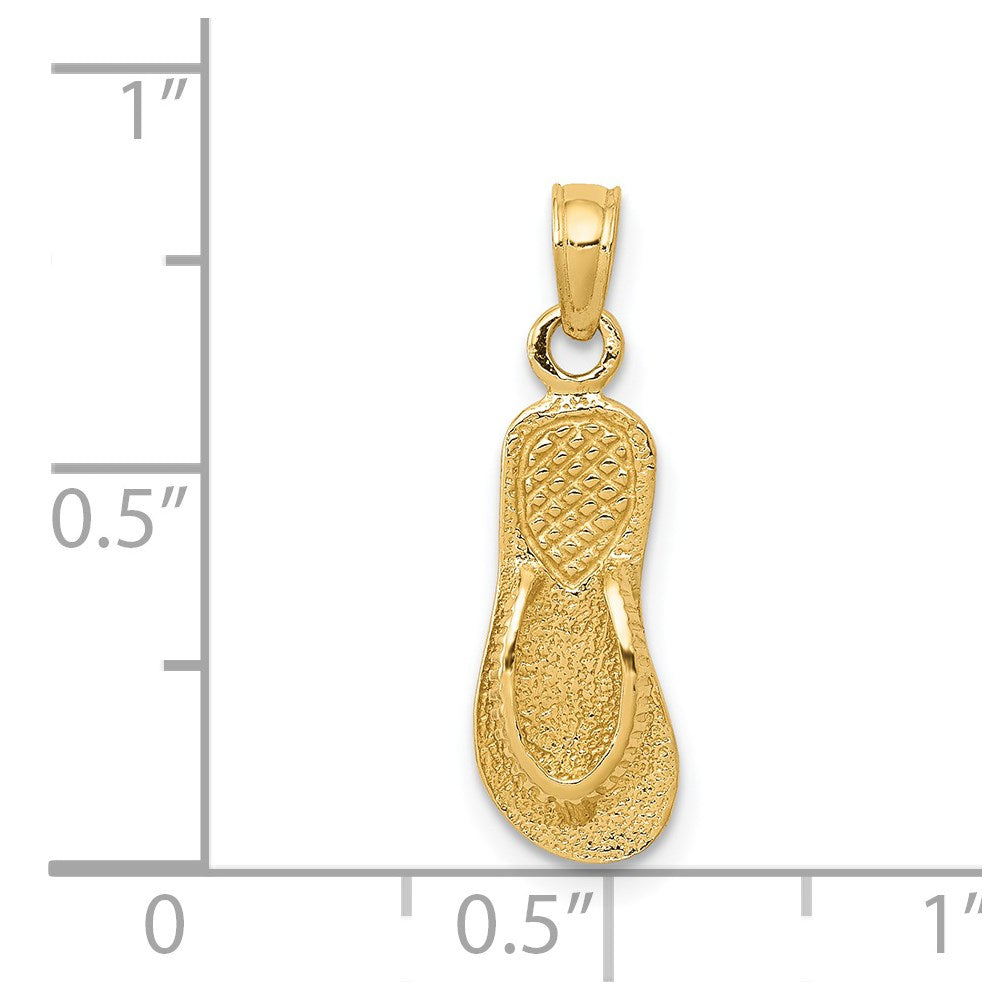 Alternate view of the 14k Yellow Gold Textured Flip Flop Pendant by The Black Bow Jewelry Co.