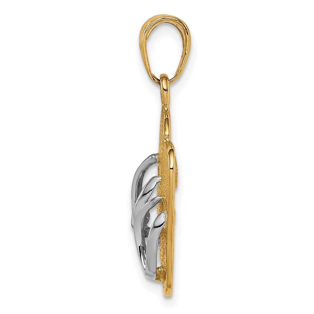 Alternate view of the 14k Yellow Gold and White Rhodium Two Tone 3D Double Flip Flop Pendant by The Black Bow Jewelry Co.