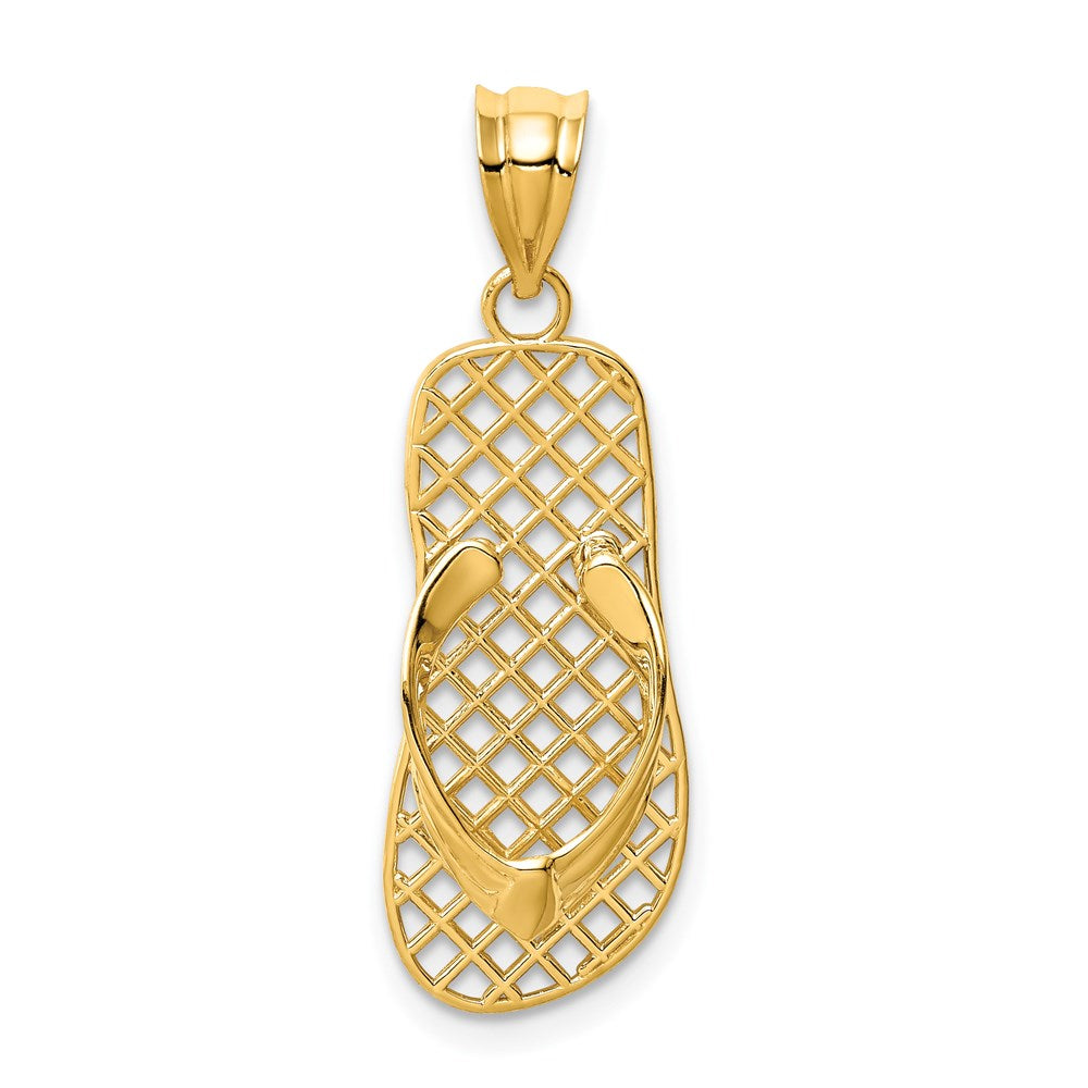14k Yellow Gold Large Mesh Flip Flop Pendant, Item P9796 by The Black Bow Jewelry Co.