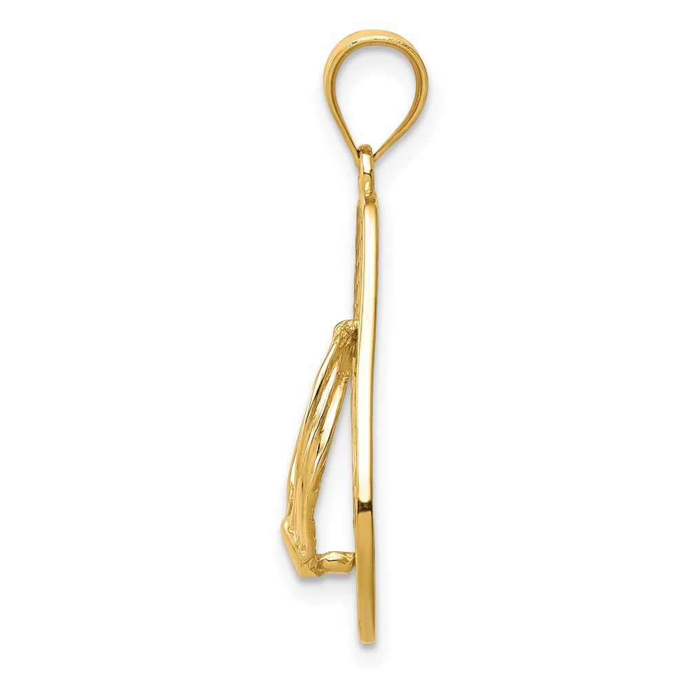 Alternate view of the 14k Yellow Gold Large Mesh Flip Flop Pendant by The Black Bow Jewelry Co.