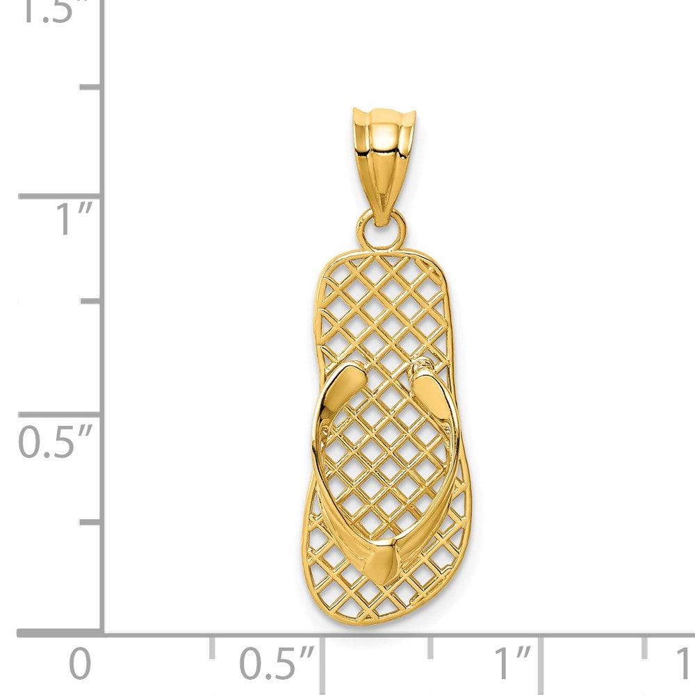 Alternate view of the 14k Yellow Gold Large Mesh Flip Flop Pendant by The Black Bow Jewelry Co.