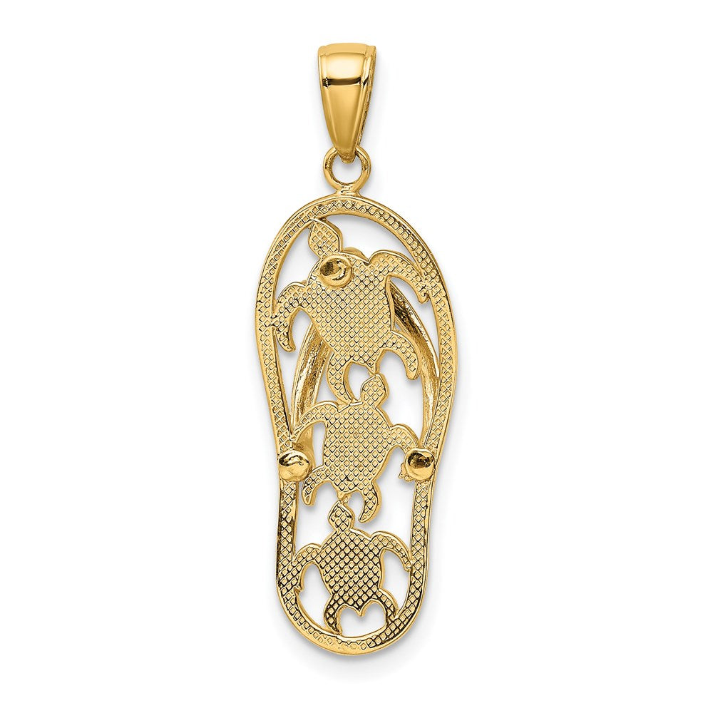 Alternate view of the 14k Yellow Gold Large Enamel Sea Turtle Flip Flop Pendant by The Black Bow Jewelry Co.