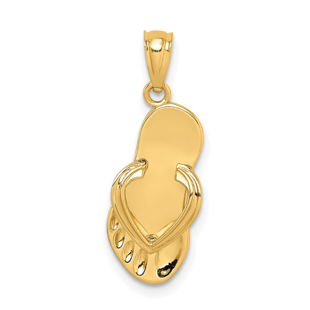 14k Yellow Gold 3D Polished Flip Flop Pendant, Item P9801 by The Black Bow Jewelry Co.