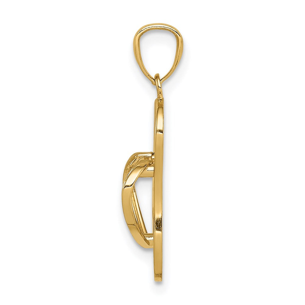 Alternate view of the 14k Yellow Gold 3D Polished Flip Flop Pendant by The Black Bow Jewelry Co.