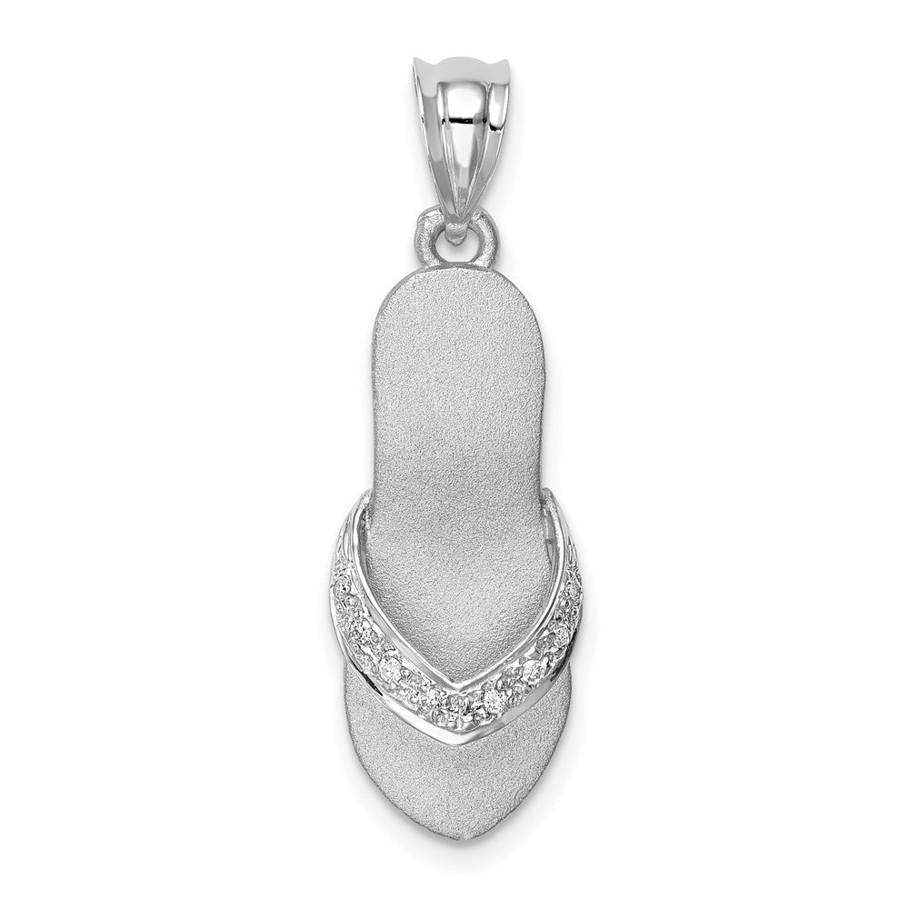Diamond Satin Sandal Pendant in 14k White Gold, Item P9804 by The Black Bow Jewelry Co.