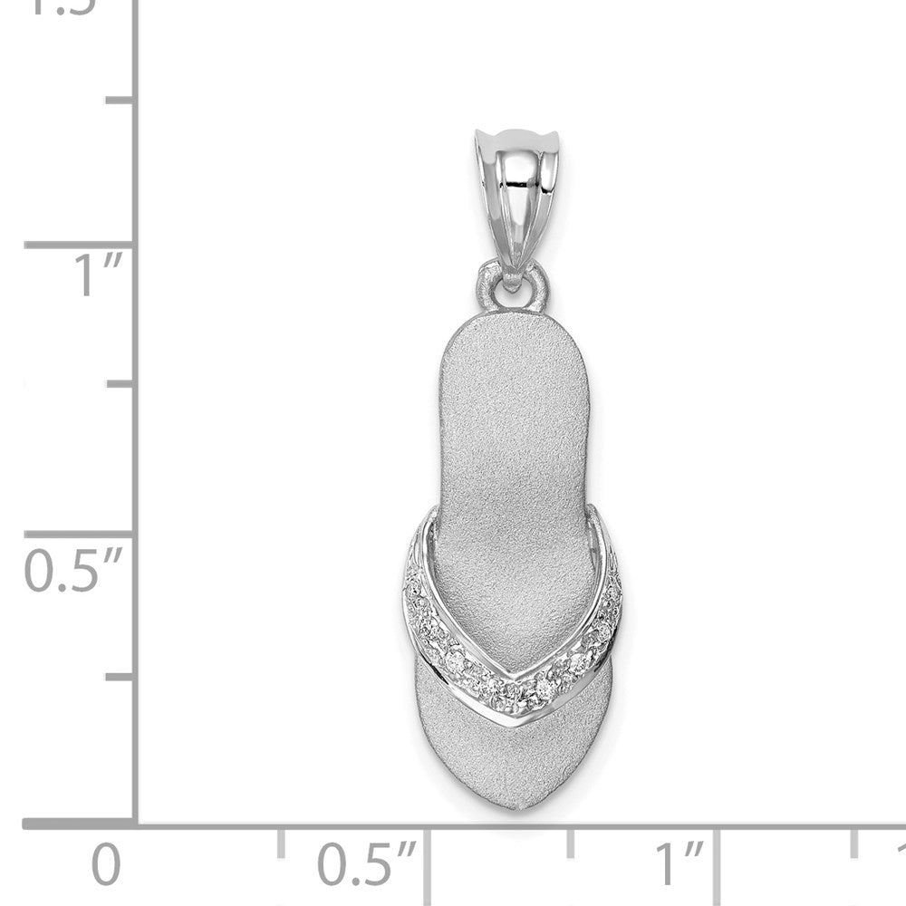 Alternate view of the Diamond Satin Sandal Pendant in 14k White Gold by The Black Bow Jewelry Co.