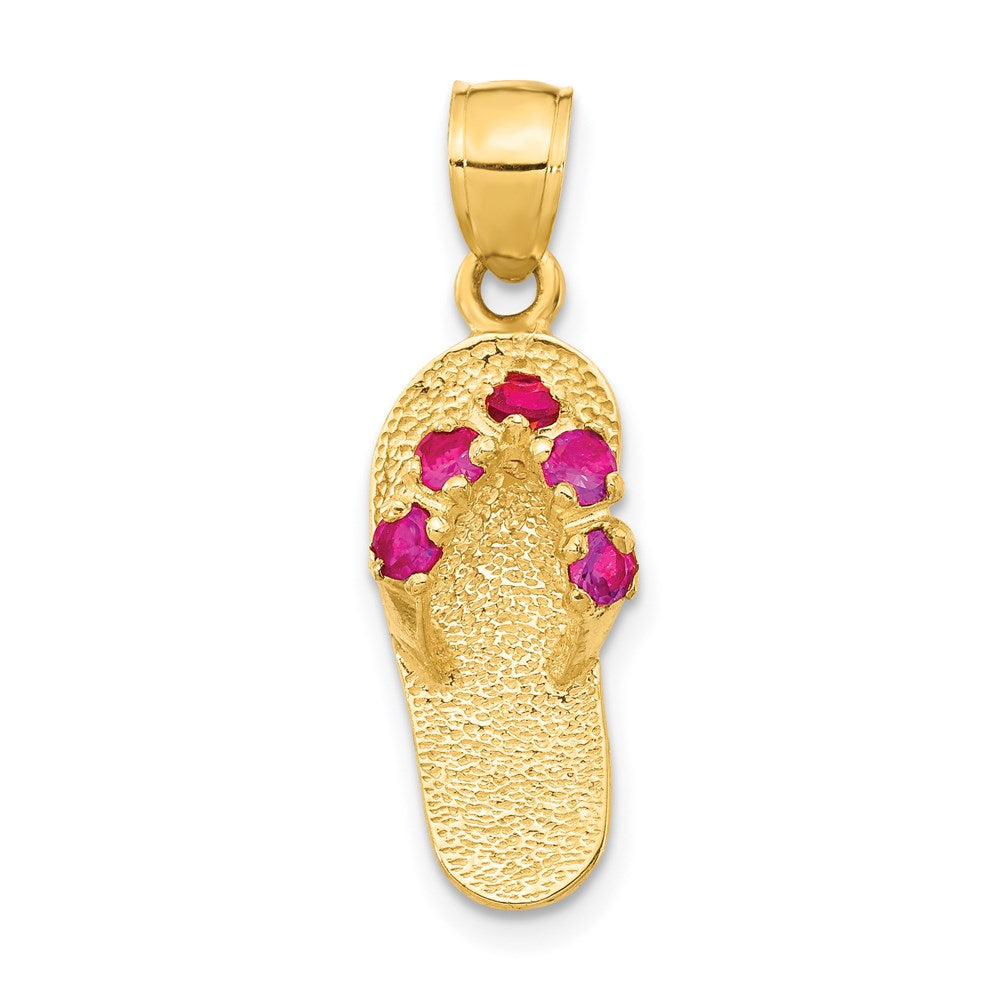14k Yellow Gold January Cubic Zirconia Birthstone Flip Flop Pendant, Item P9805 by The Black Bow Jewelry Co.