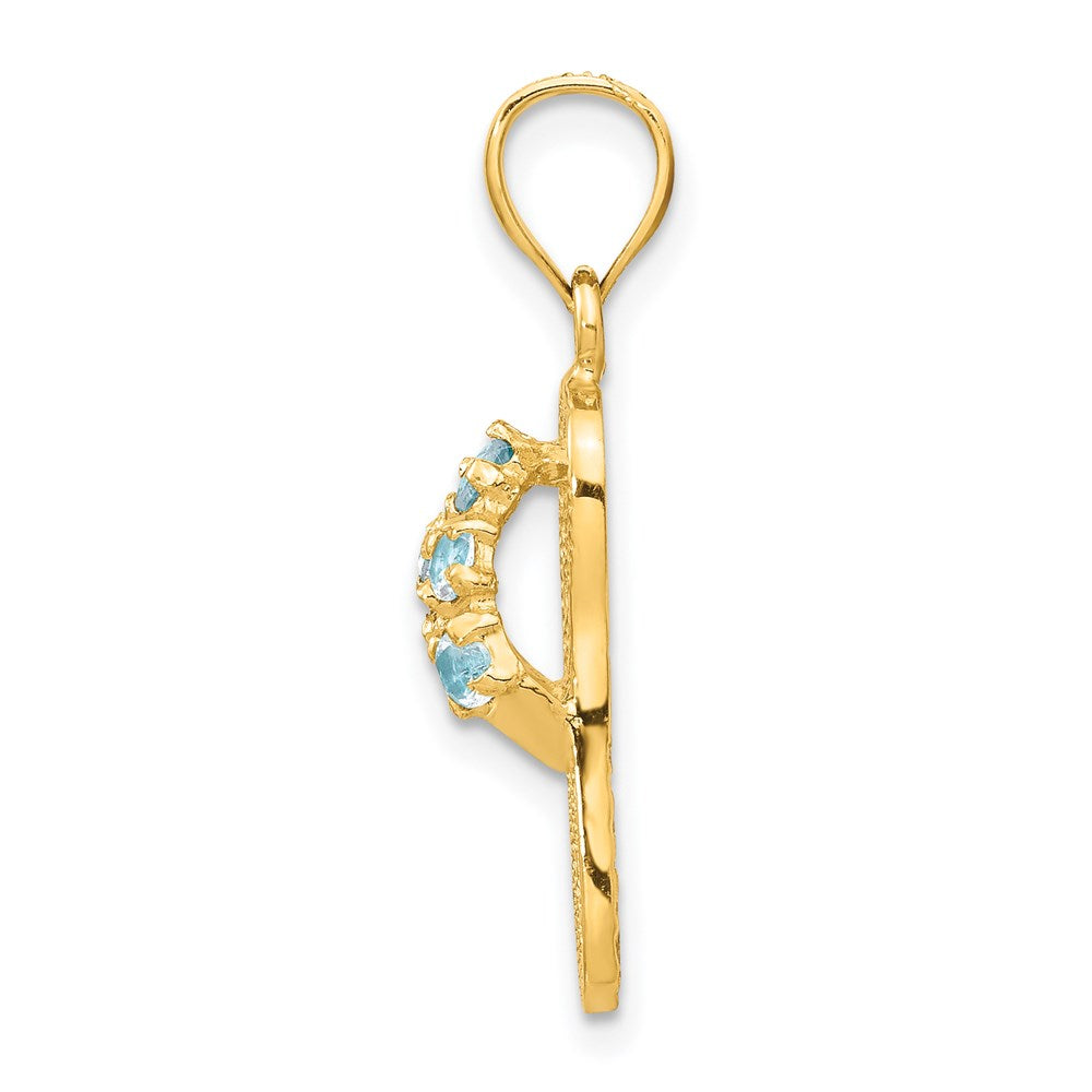 Alternate view of the 14k Yellow Gold March Cubic Zirconia Birthstone Flip Flop Pendant by The Black Bow Jewelry Co.