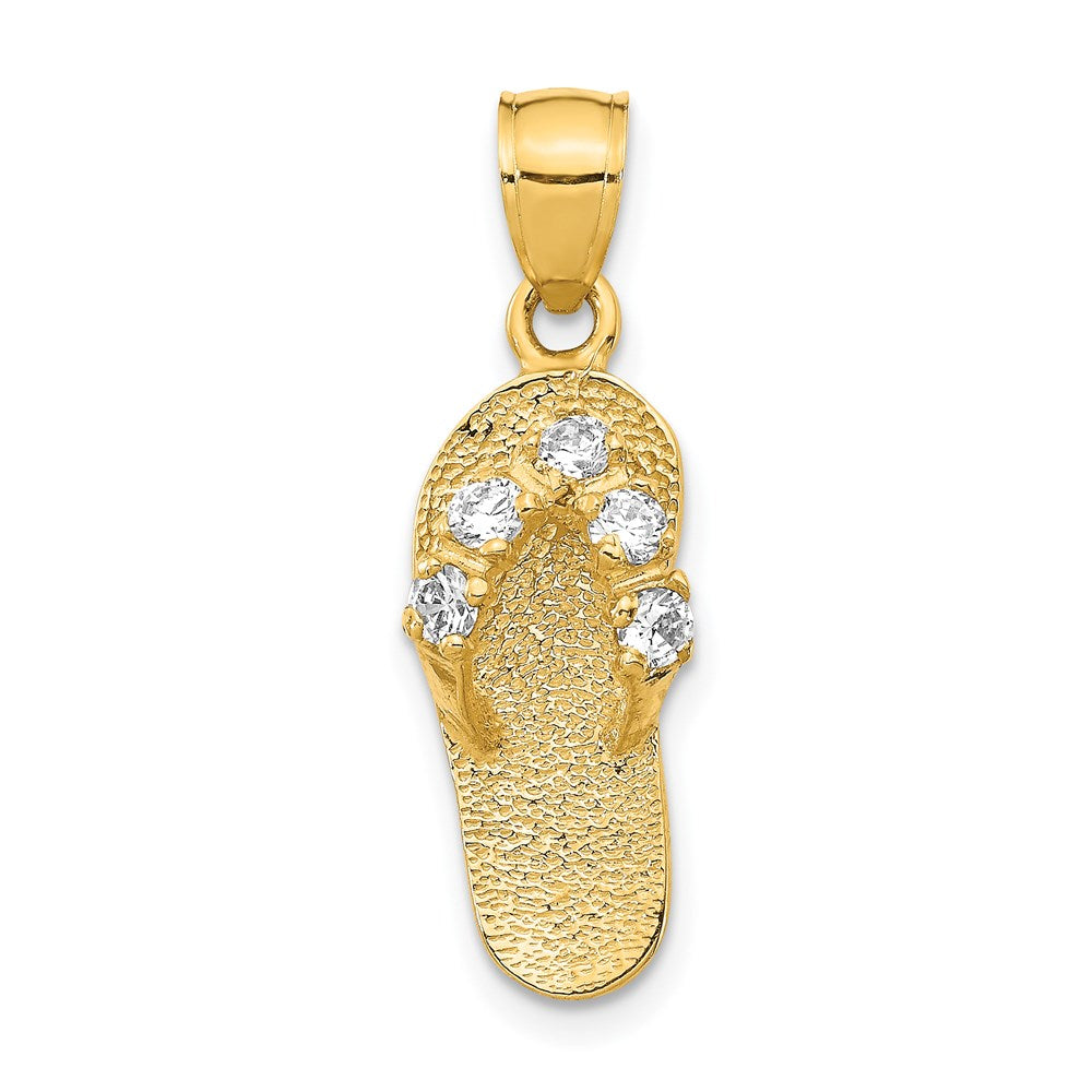 14k Yellow Gold April Cubic Zirconia Birthstone Flip Flop Pendant, Item P9808 by The Black Bow Jewelry Co.