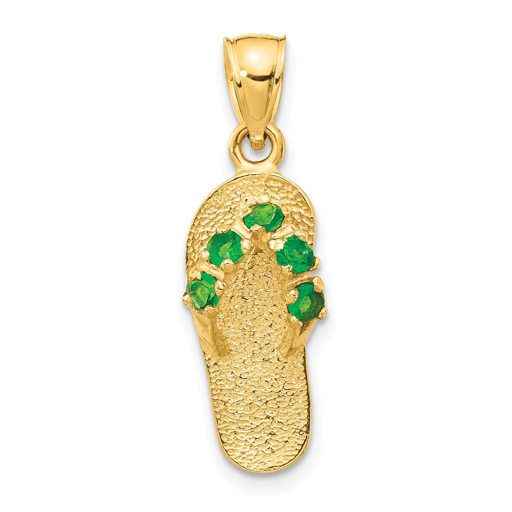 14k Yellow Gold May Cubic Zirconia Birthstone Flip Flop Pendant, Item P9809 by The Black Bow Jewelry Co.