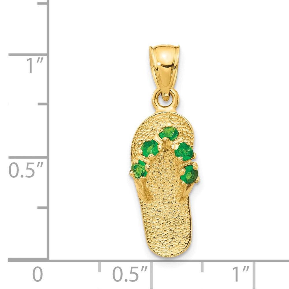 Alternate view of the 14k Yellow Gold May Cubic Zirconia Birthstone Flip Flop Pendant by The Black Bow Jewelry Co.