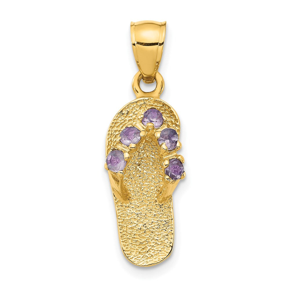 14k Yellow Gold June Cubic Zirconia Birthstone Flip Flop Pendant, Item P9810 by The Black Bow Jewelry Co.