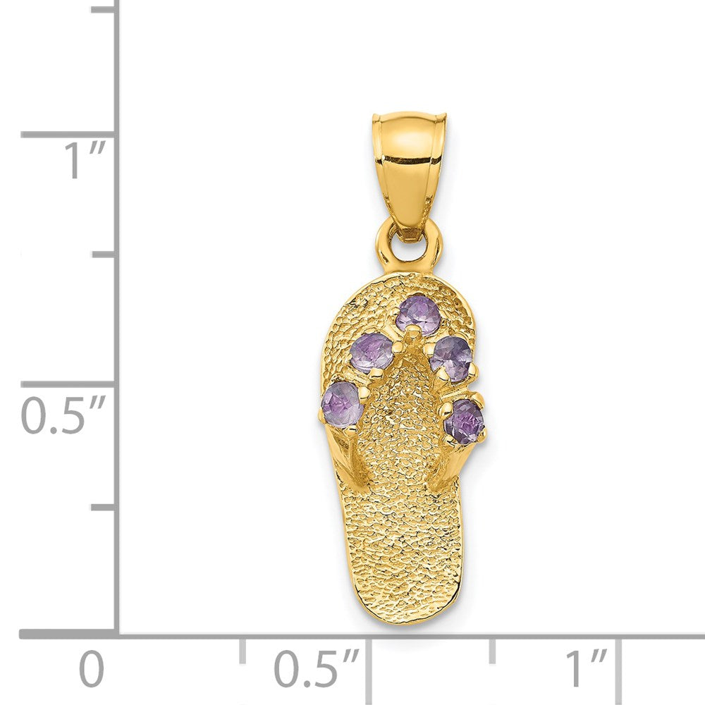 Alternate view of the 14k Yellow Gold June Cubic Zirconia Birthstone Flip Flop Pendant by The Black Bow Jewelry Co.