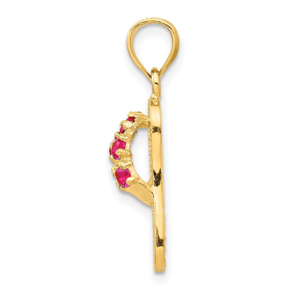 Alternate view of the 14k Yellow Gold July Cubic Zirconia Birthstone Flip Flop Pendant by The Black Bow Jewelry Co.