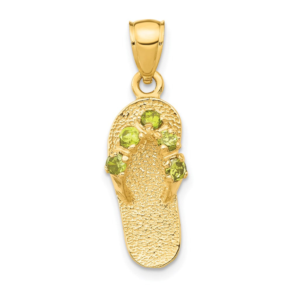14k Yellow Gold August Cubic Zirconia Birthstone Flip Flop Pendant, Item P9812 by The Black Bow Jewelry Co.