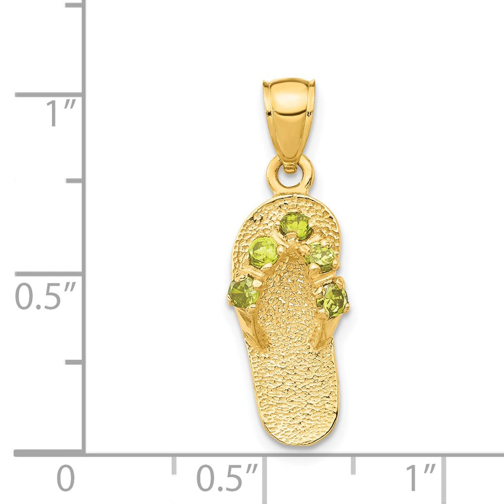 Alternate view of the 14k Yellow Gold August Cubic Zirconia Birthstone Flip Flop Pendant by The Black Bow Jewelry Co.