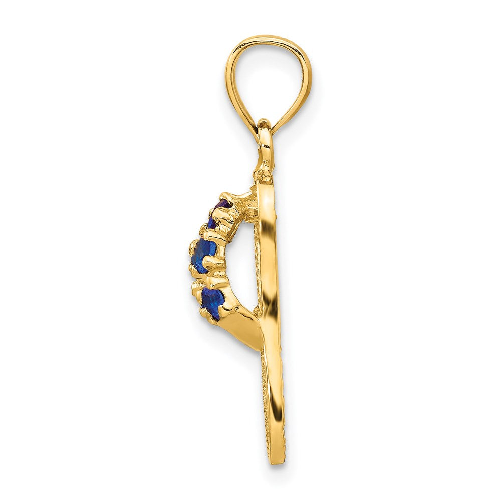 Alternate view of the 14k Yellow Gold September Cubic Zirconia Birthstone Flip Flop Pendant by The Black Bow Jewelry Co.