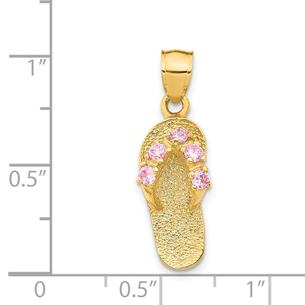Alternate view of the 14k Yellow Gold October Cubic Zirconia Birthstone Flip Flop Pendant by The Black Bow Jewelry Co.