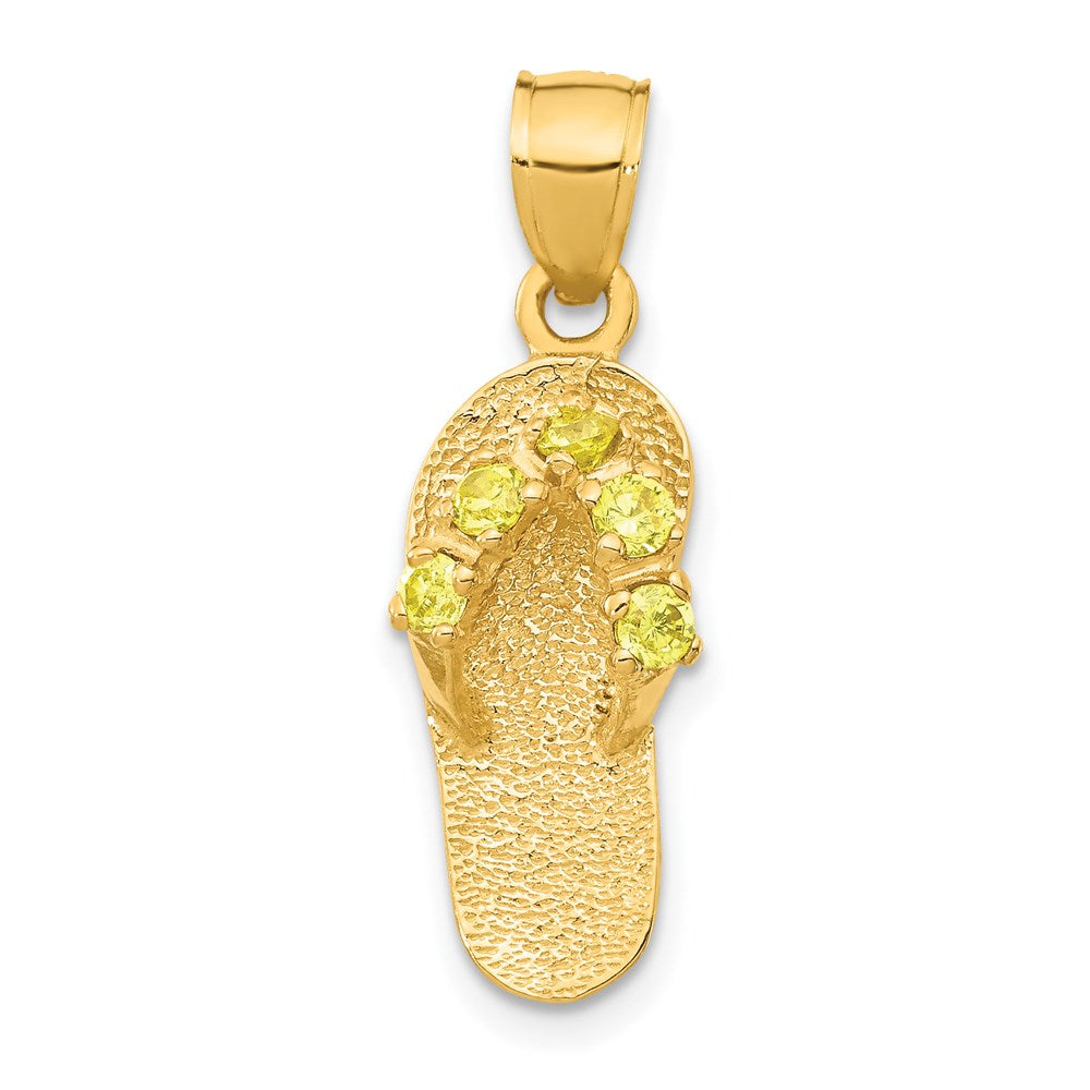 14k Yellow Gold November Cubic Zirconia Birthstone Flip Flop Pendant, Item P9815 by The Black Bow Jewelry Co.