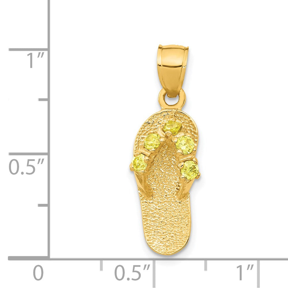 Alternate view of the 14k Yellow Gold November Cubic Zirconia Birthstone Flip Flop Pendant by The Black Bow Jewelry Co.