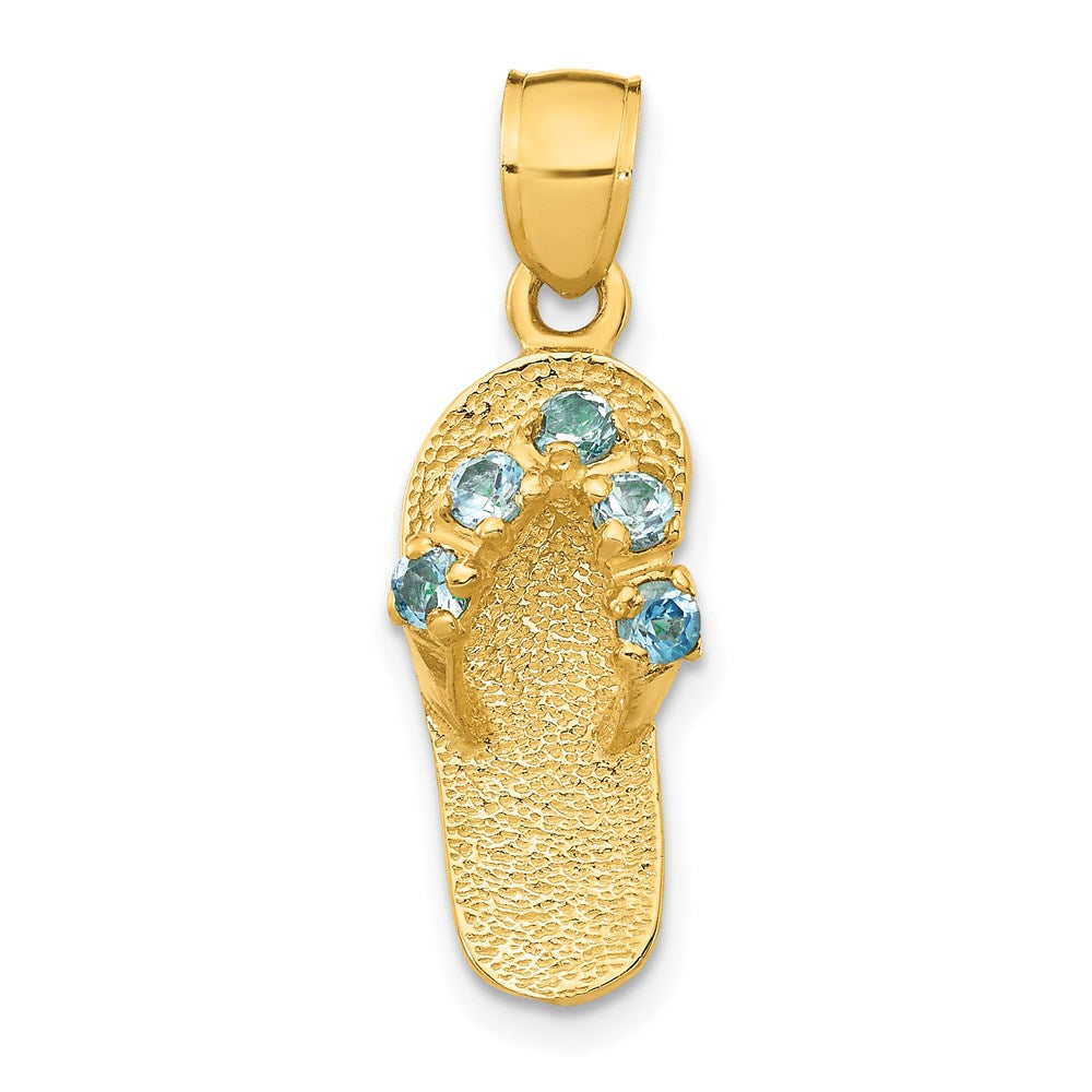 14k Yellow Gold December Cubic Zirconia Birthstone Flip Flop Pendant, Item P9816 by The Black Bow Jewelry Co.