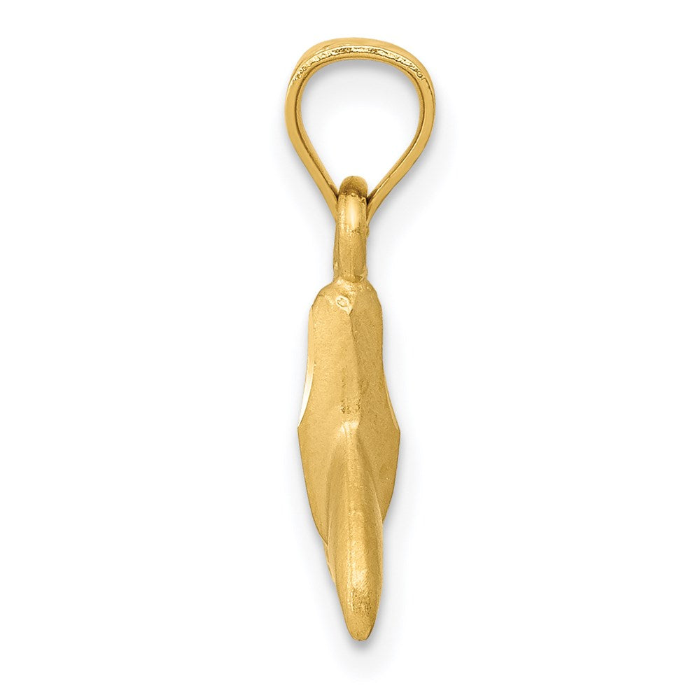 Alternate view of the 14k Yellow Gold Small 3D Satin Whale Tail Pendant by The Black Bow Jewelry Co.