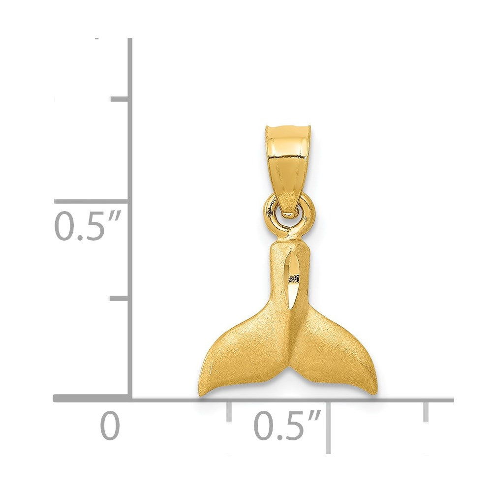 Alternate view of the 14k Yellow Gold Small 3D Satin Whale Tail Pendant by The Black Bow Jewelry Co.