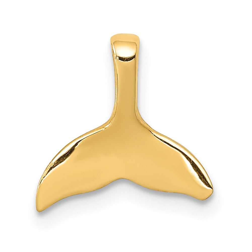 14k Yellow Gold Small Whale Tail Slide Pendant, Item P9822 by The Black Bow Jewelry Co.