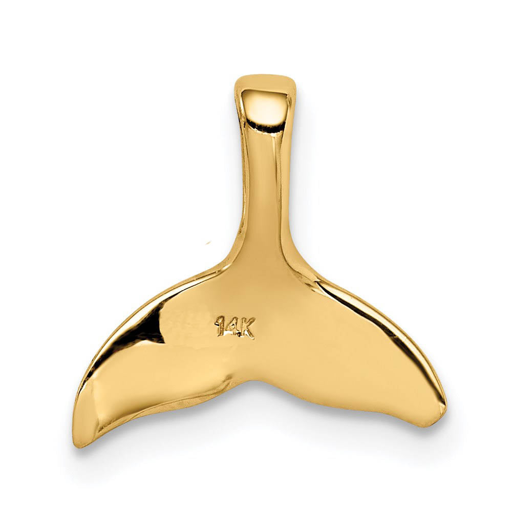 Alternate view of the 14k Yellow Gold Small Whale Tail Slide Pendant by The Black Bow Jewelry Co.