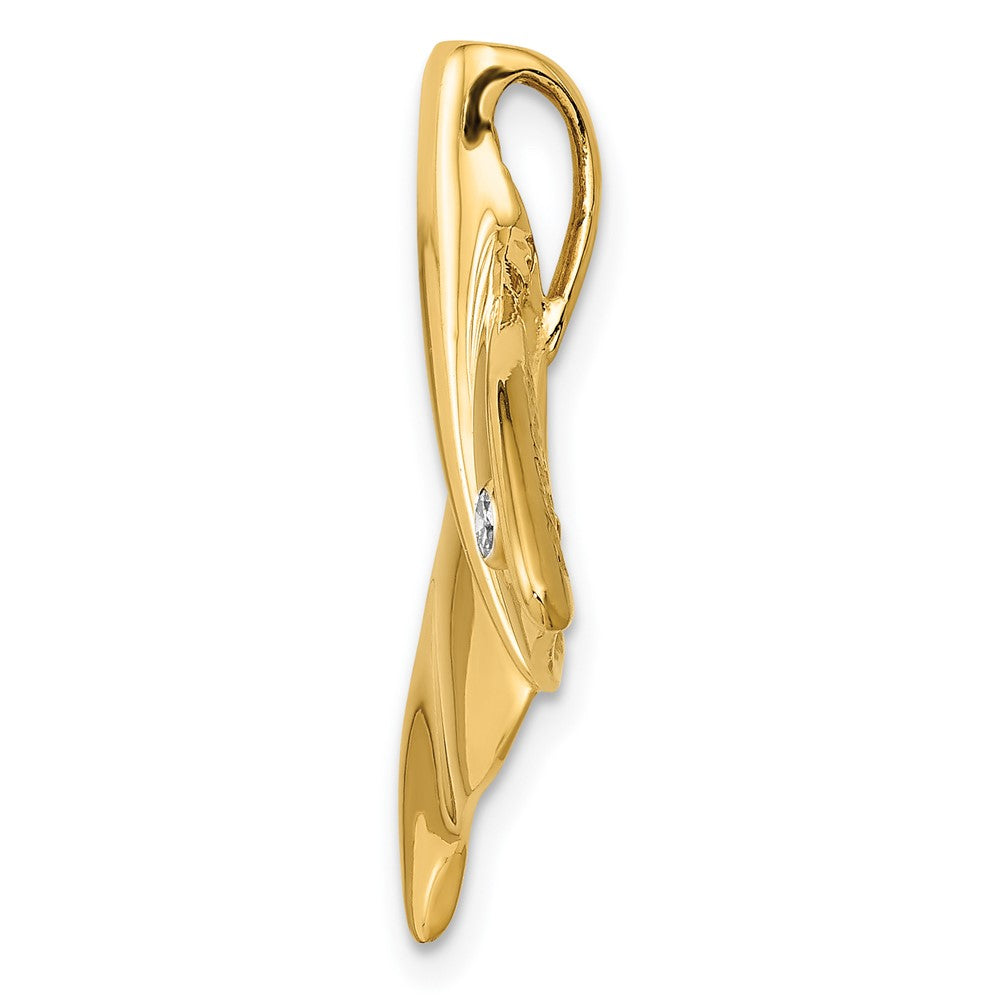 Alternate view of the Diamond Whale Tail Slide in Polished 14k Yellow Gold by The Black Bow Jewelry Co.